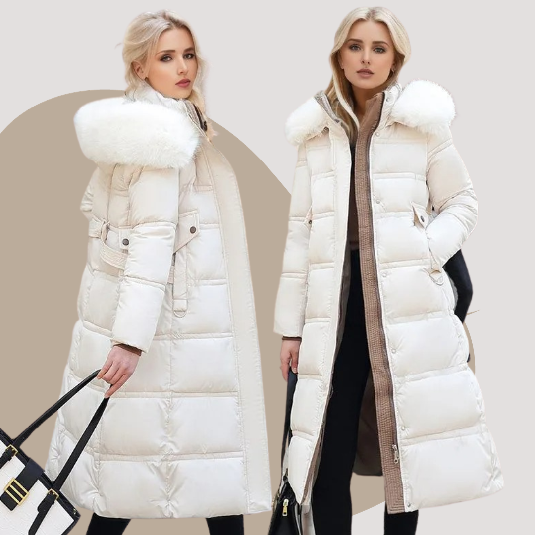 Women's Hooded Parka - Faux-Fur Trim Winter Coat