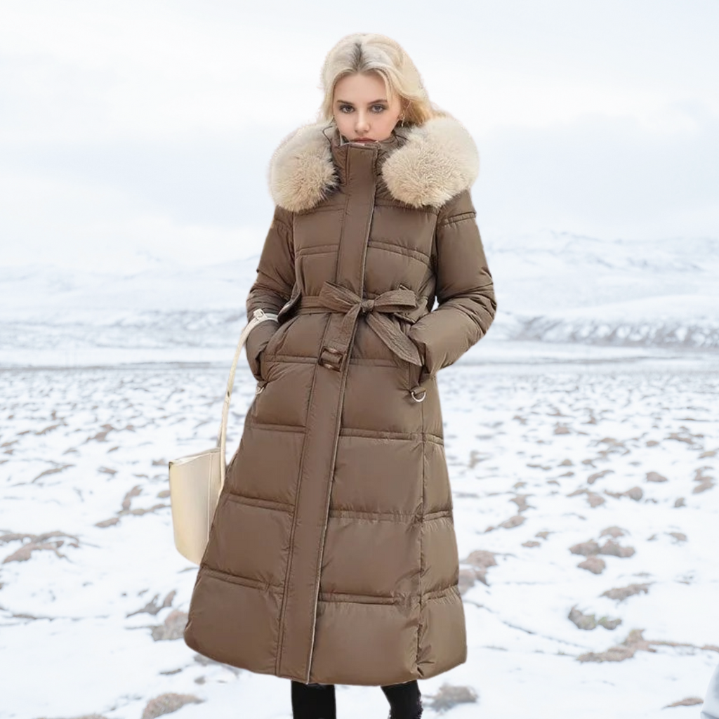 Women's Hooded Parka - Faux-Fur Trim Winter Coat
