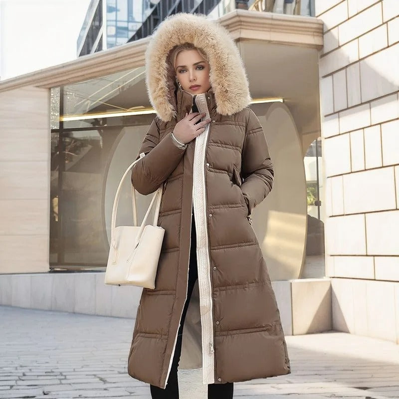 Women's Hooded Parka - Faux-Fur Trim Winter Coat
