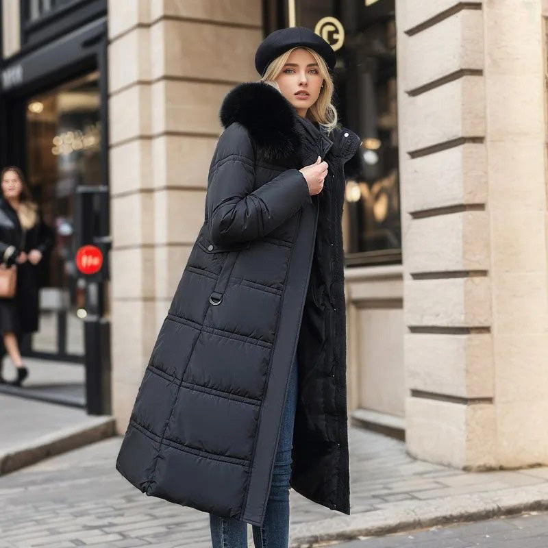 Women's Hooded Parka - Faux-Fur Trim Winter Coat