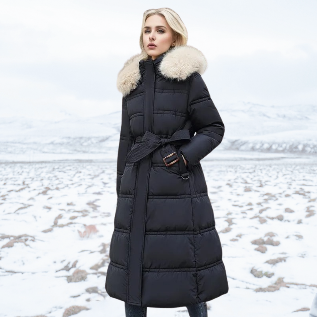 Women's Hooded Parka - Faux-Fur Trim Winter Coat