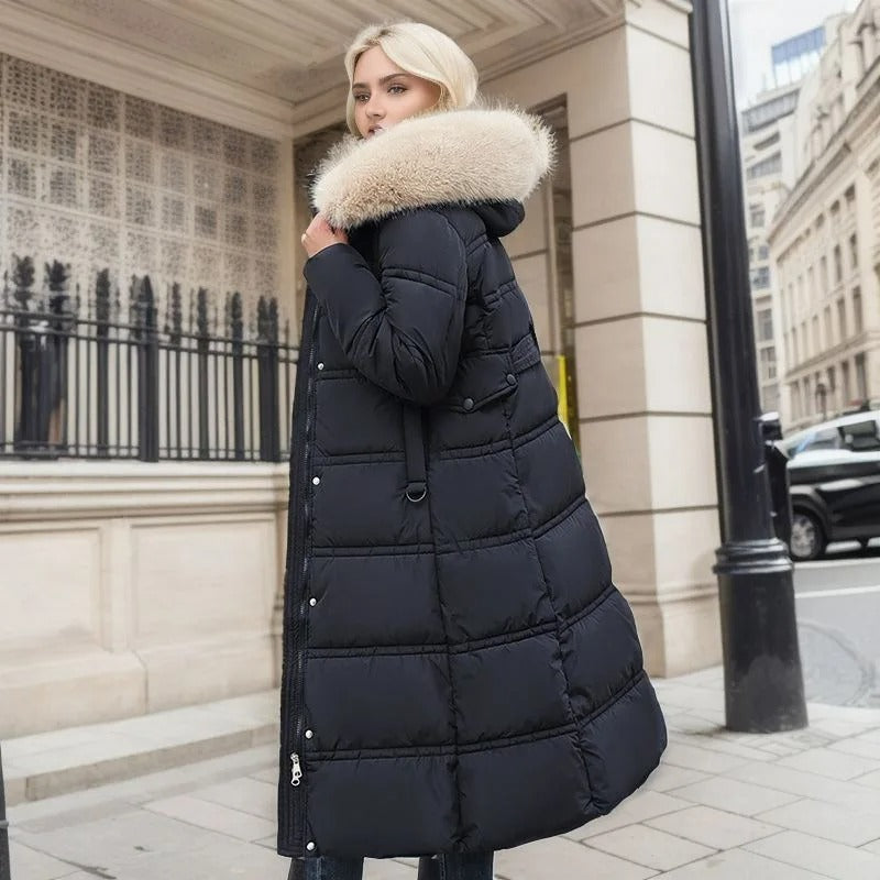 Women's Hooded Parka - Faux-Fur Trim Winter Coat