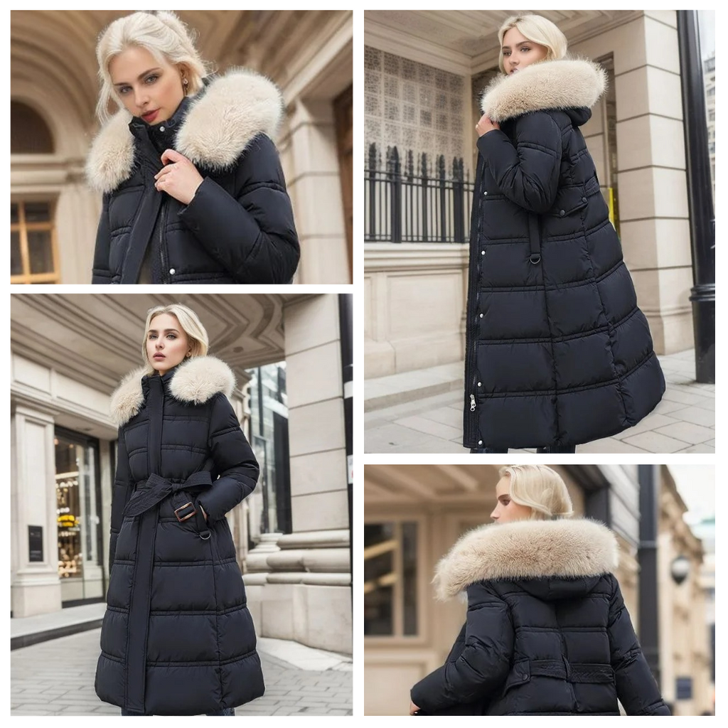 Women's Hooded Parka - Faux-Fur Trim Winter Coat
