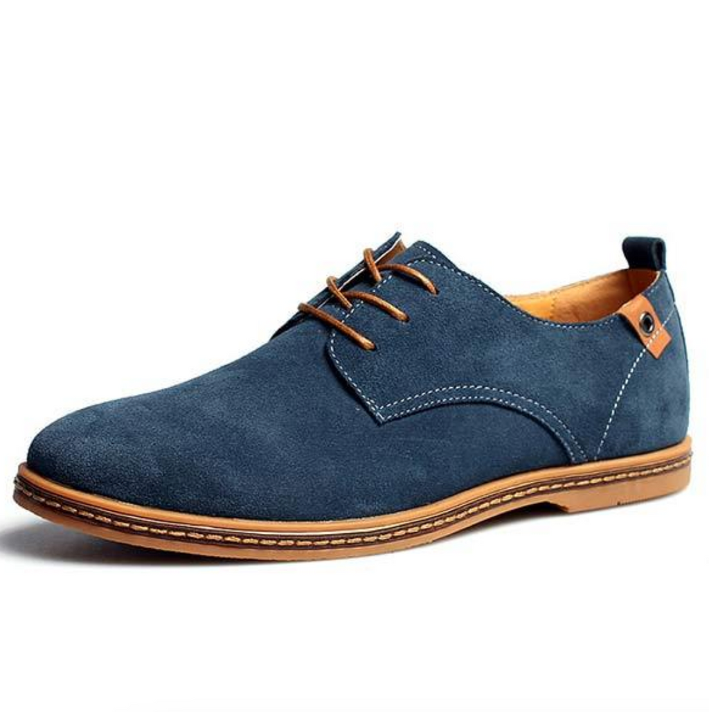 Men's Suede Derby Shoes - Lace-Up Textured Footwear