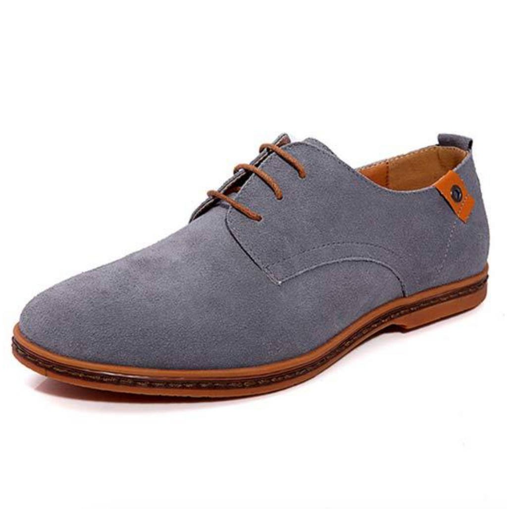 Men's Suede Derby Shoes - Lace-Up Textured Footwear