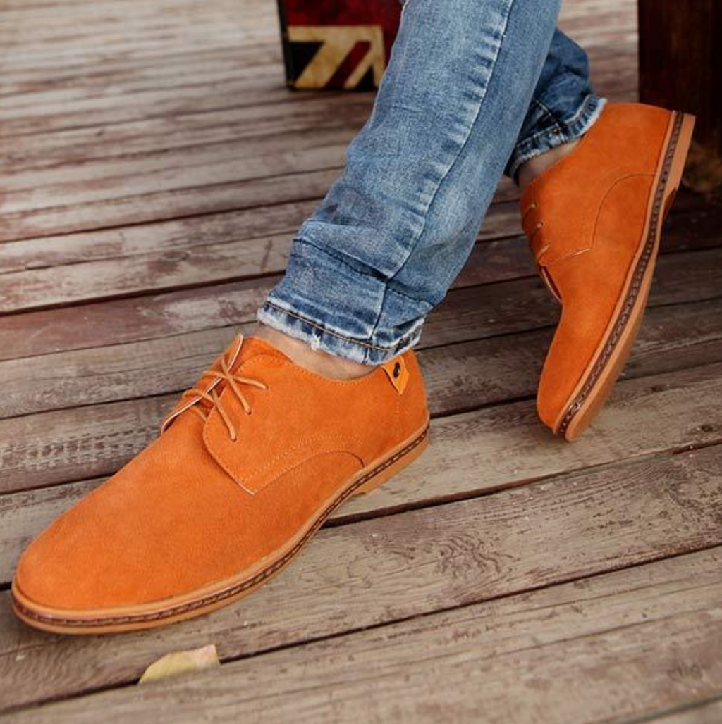 Men's Suede Derby Shoes - Lace-Up Textured Footwear