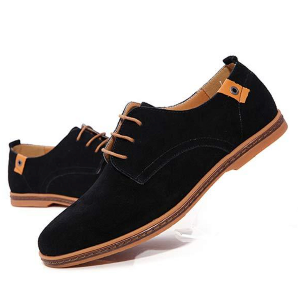Men's Suede Derby Shoes - Lace-Up Textured Footwear