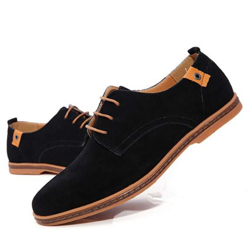Men's Suede Derby Shoes - Lace-Up Textured Footwear