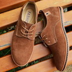 Men's Suede Derby Shoes - Lace-Up Textured Footwear