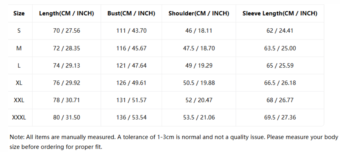 Size chart