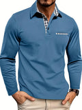 Men's Long-Sleeve Polo Shirt - Contrast-Collar Top