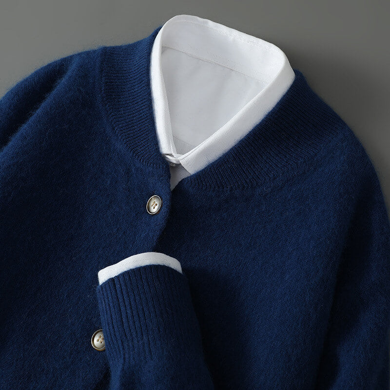 Men's Button-Front Cardigan- V-Neck Fine Knit