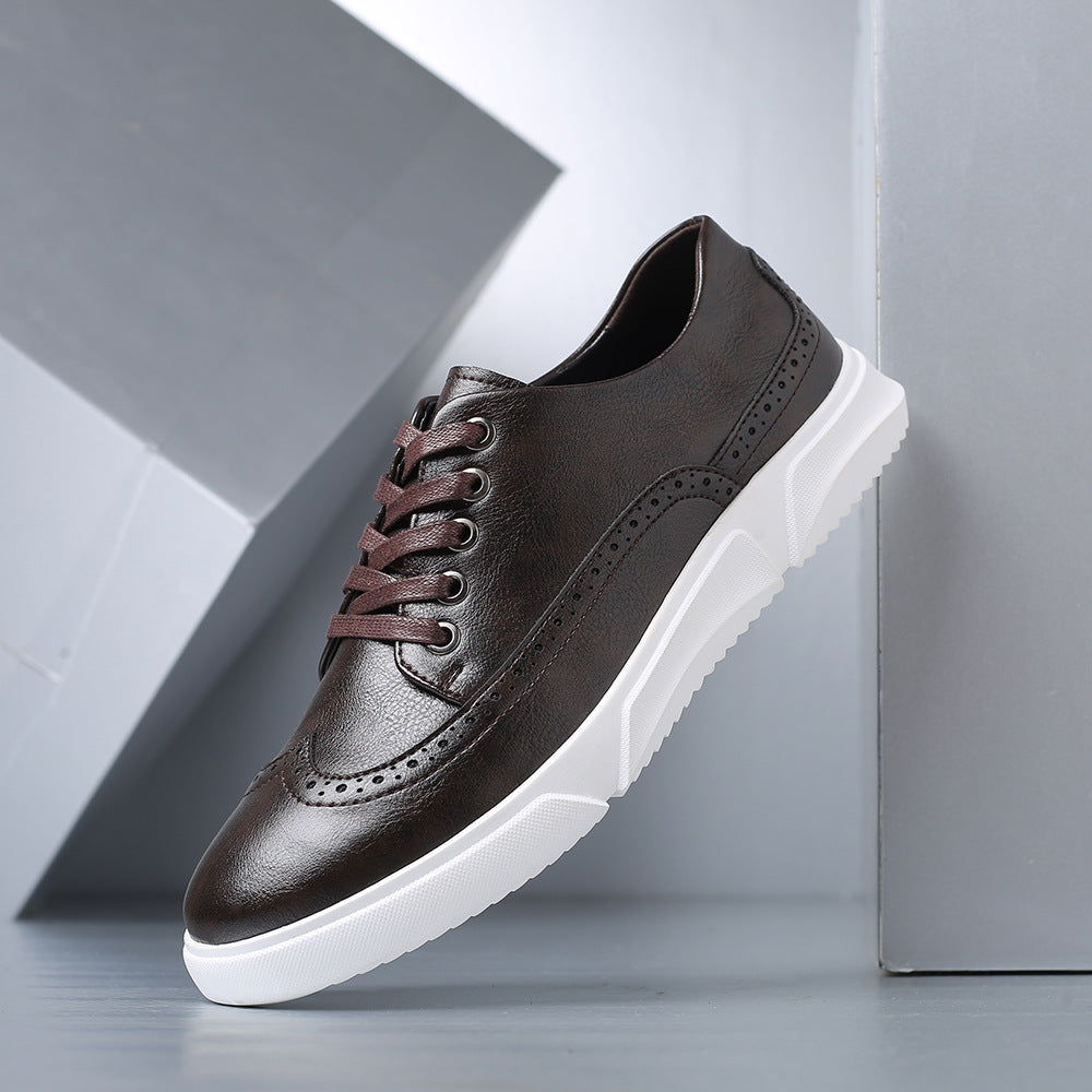 Men's Brogue Trainers- Contrast-Sole Wingtip Shoes