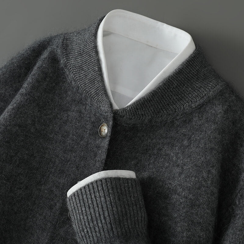 Men's Button-Front Cardigan- V-Neck Fine Knit