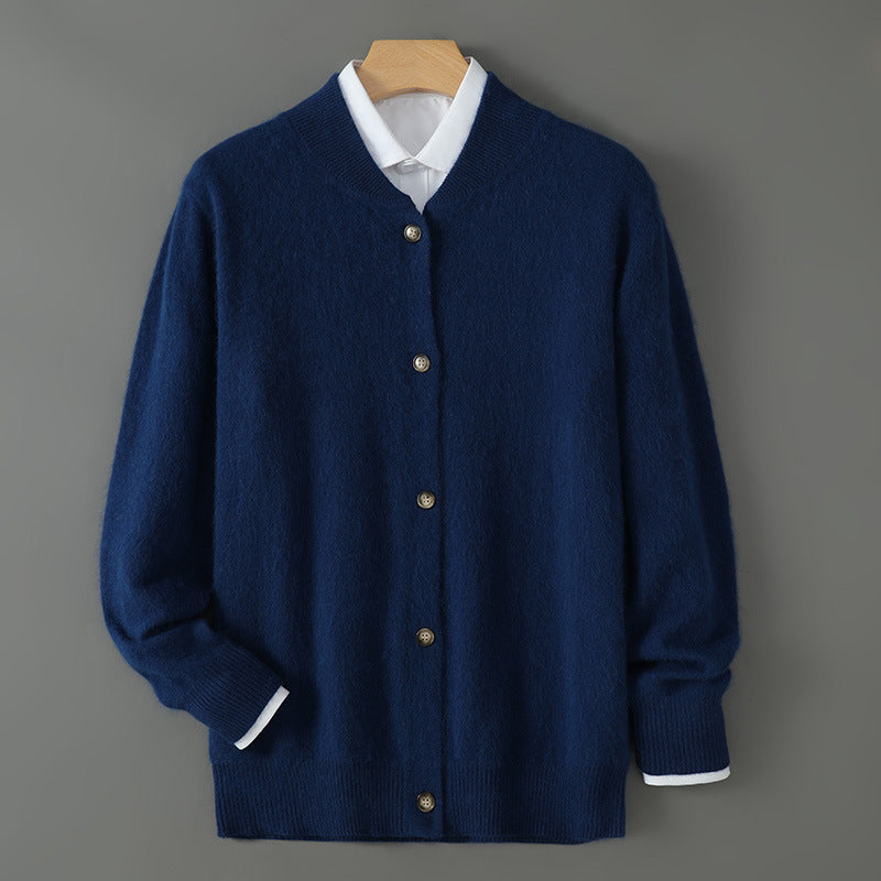 Men's Button-Front Cardigan- V-Neck Fine Knit