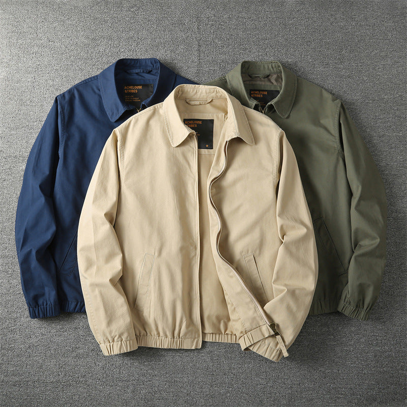 Men's Zip-Up Jacket - Ribbed-Cuff Outerwear
