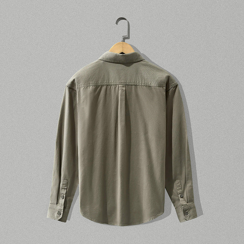 Men's Button-Up Shirt- Long-Sleeve Chest-Pocket Top