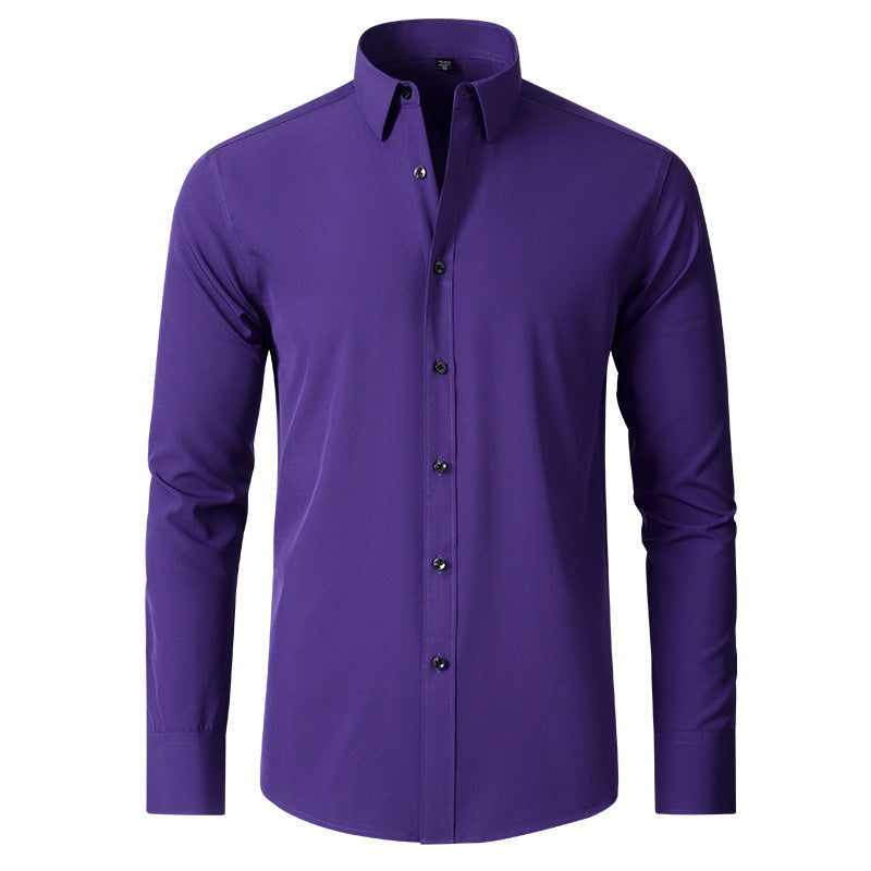 Men's Slim-Fit Shirt - Long-Sleeve Button-Front Top