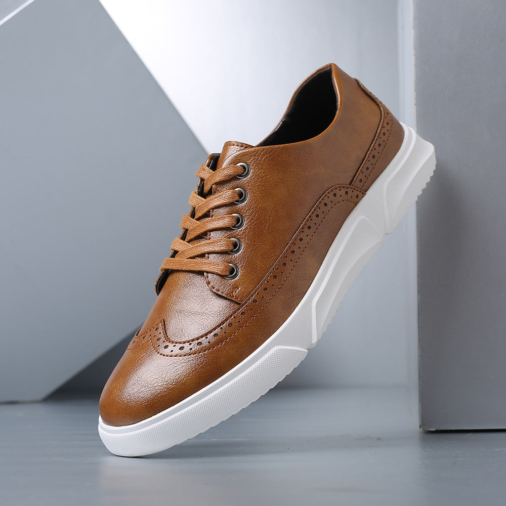 Men's Brogue Trainers- Contrast-Sole Wingtip Shoes