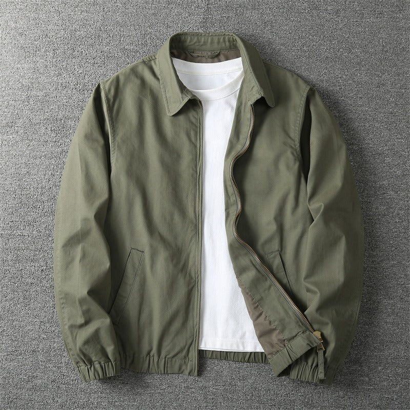 Men's Zip-Up Jacket - Ribbed-Cuff Outerwear
