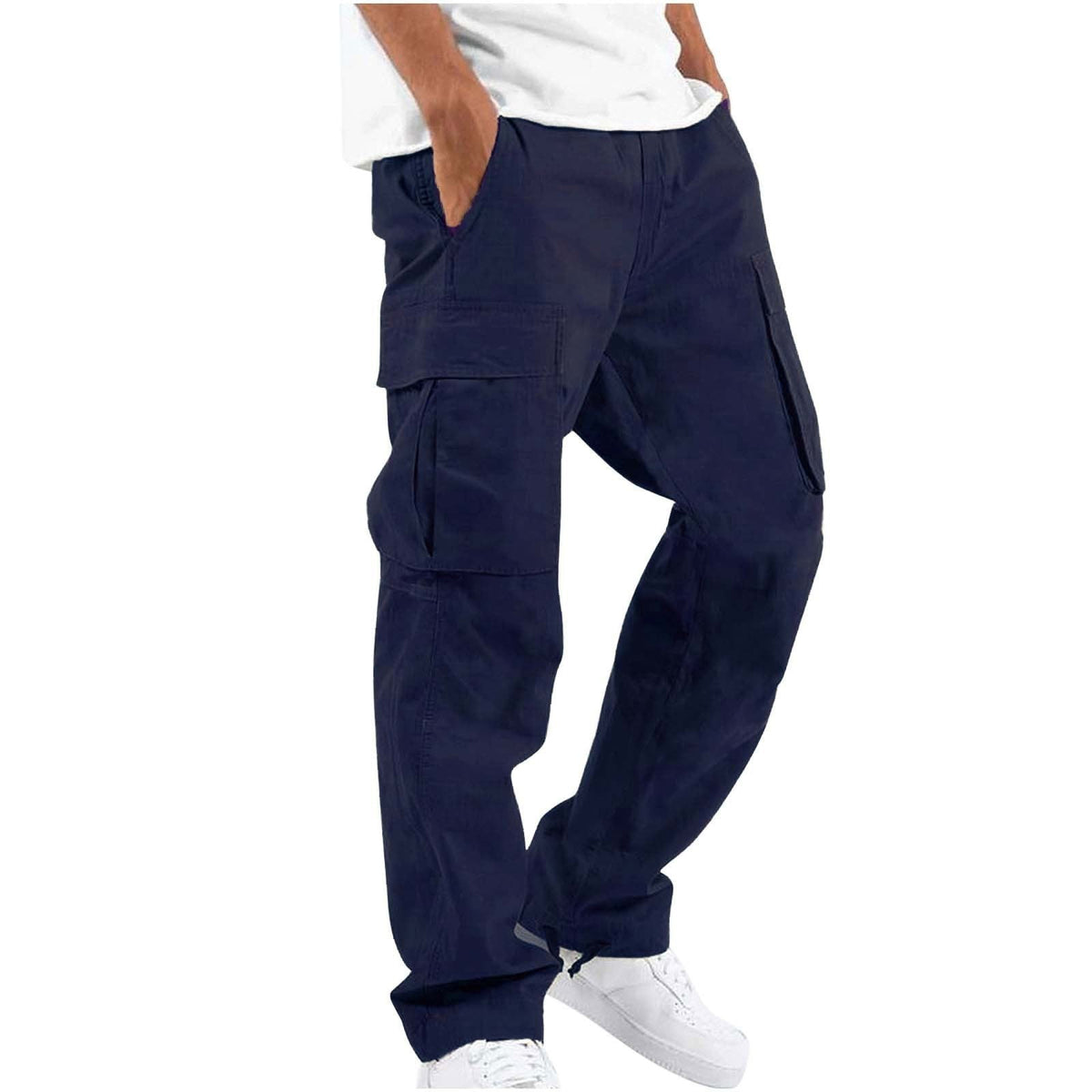 Men's Cargo Trousers- Flap Pockets and Relaxed Leg