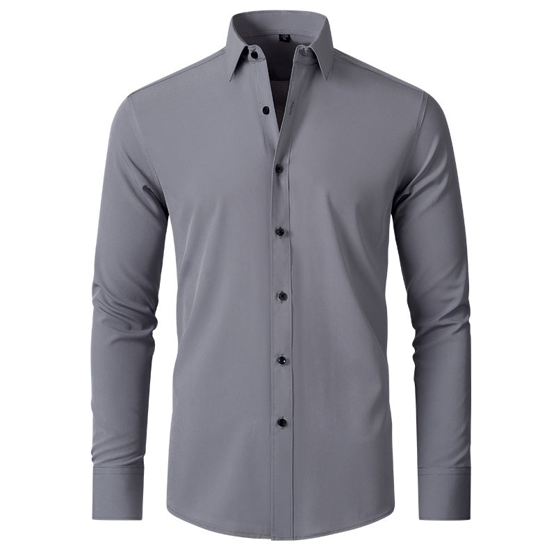 Men's Slim-Fit Shirt - Long-Sleeve Button-Front Top