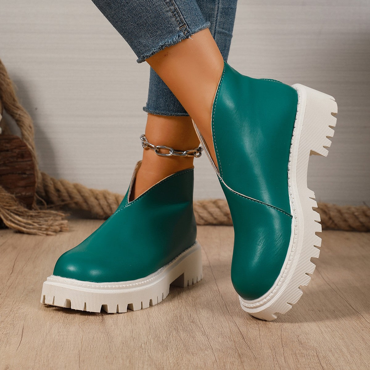 Women's Chelsea Platform Boots- Lug Sole