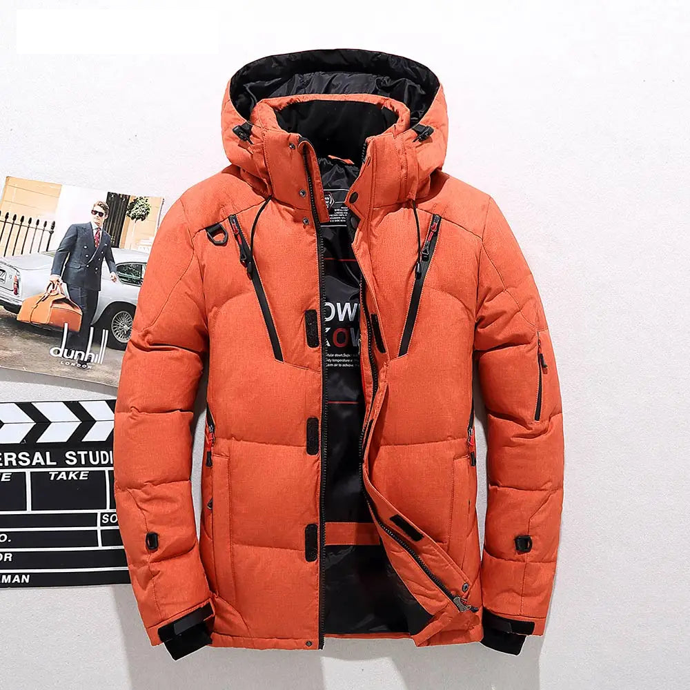 Men's Quilted Puffer Jacket - Stand-Collar Outerwear