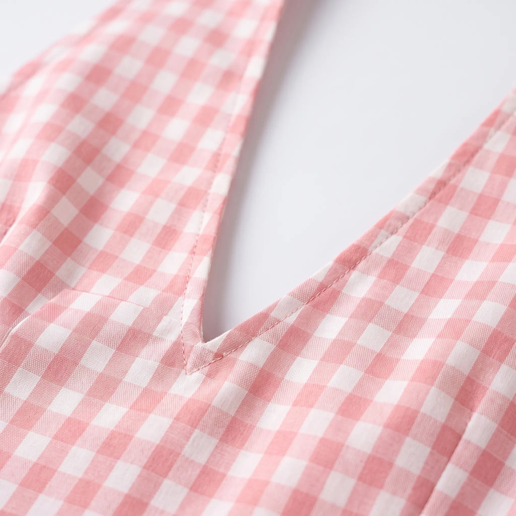 PicnicPreppy - Pink Gingham Ladies Summer Midi Dress