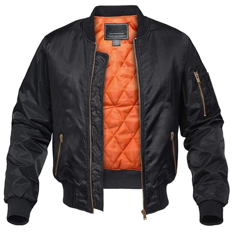 Men's Quilted Bomber Jacket - Zip-Front Winter Coat