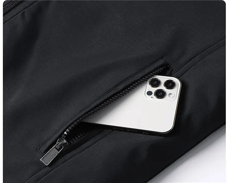 Men's Rain Jacket- Hooded Zip Front and Drawcord