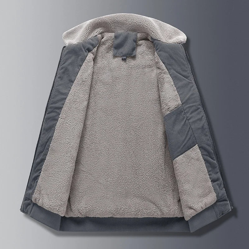 Men's Fleece-Lined Corduroy Jacket- Zip Front