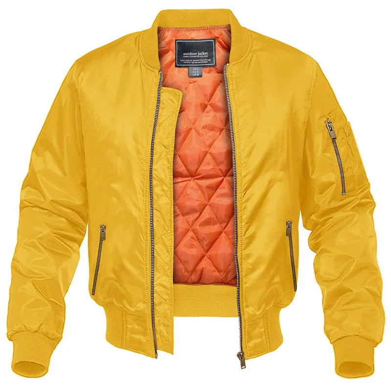 Men's Quilted Bomber Jacket - Zip-Front Winter Coat