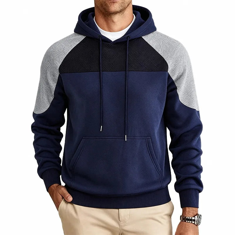 Men's Patchwork Jumper- Patterned Knit and Crew Neck