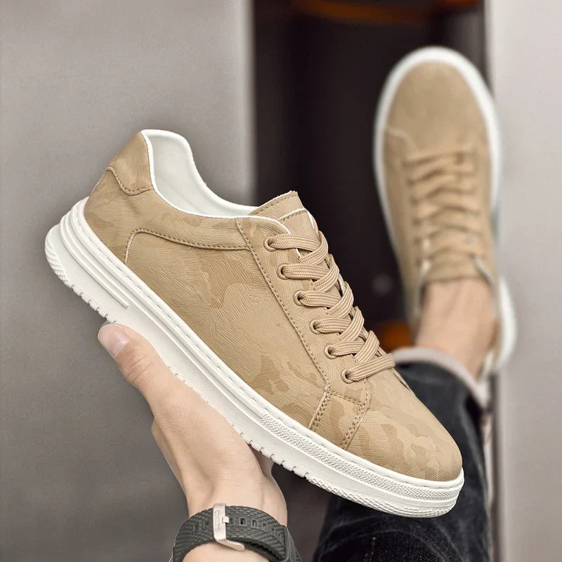 Men's Low-Top Lace-Up Trainers- Panelled Upper