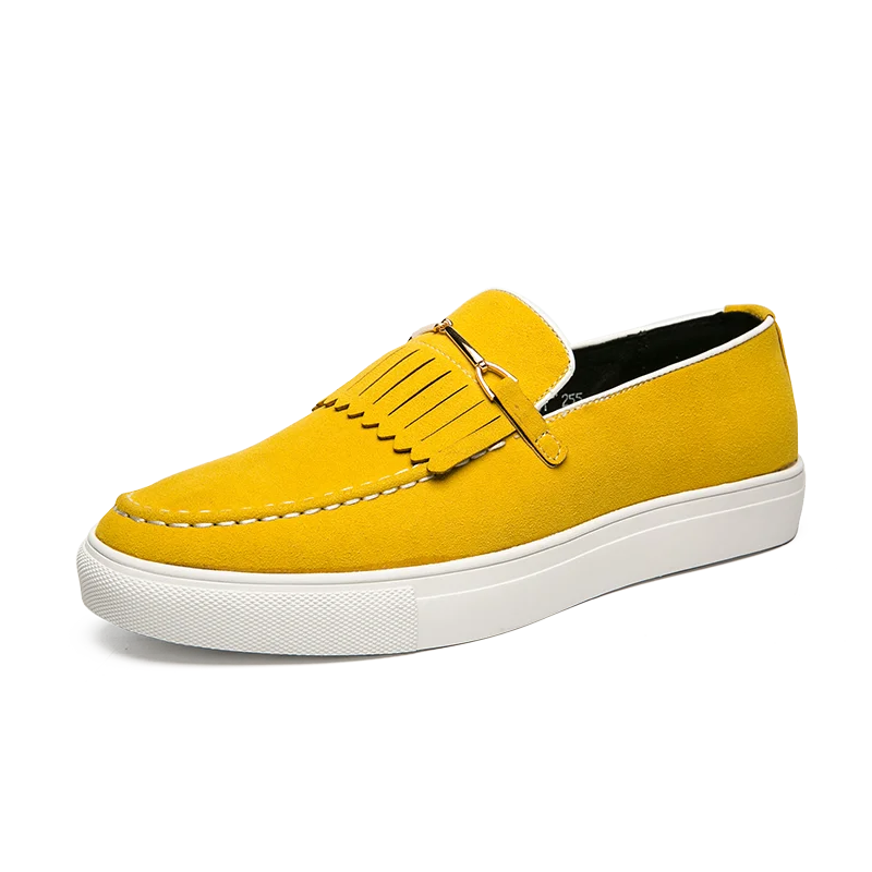 Men's Penny Loafers- Suede-Look Upper and White Sole