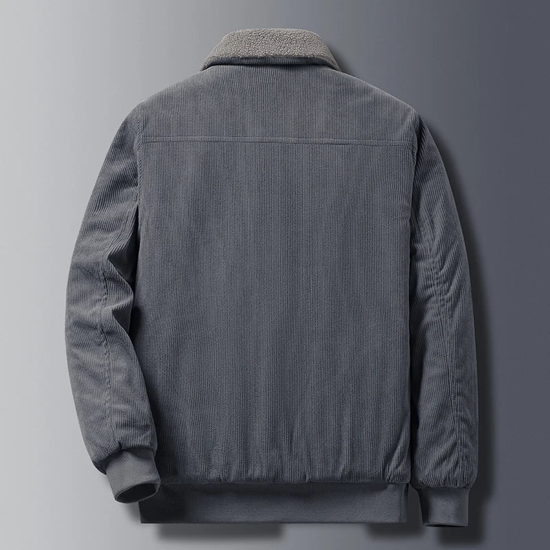 Men's Fleece-Lined Corduroy Jacket- Zip Front
