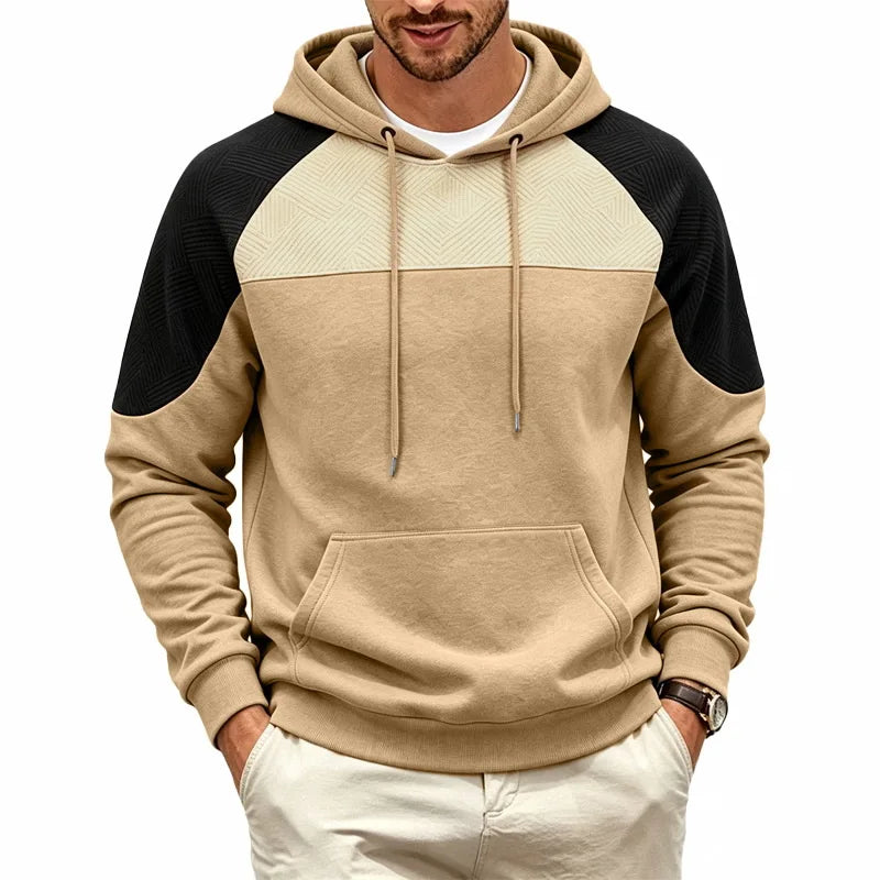 Men's Patchwork Jumper- Patterned Knit and Crew Neck
