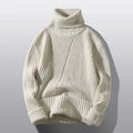 Men's Roll-Neck Jumper- Chunky Ribbed Knit