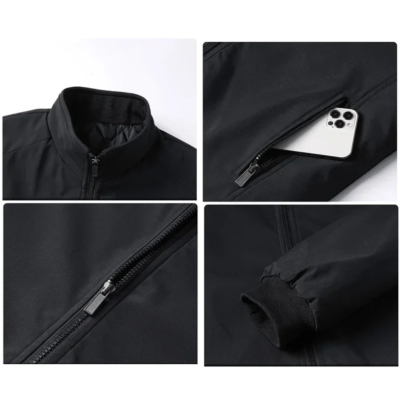 Men's Rain Jacket- Hooded Zip Front and Drawcord