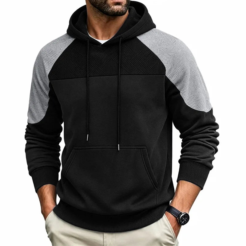 Men's Patchwork Jumper- Patterned Knit and Crew Neck