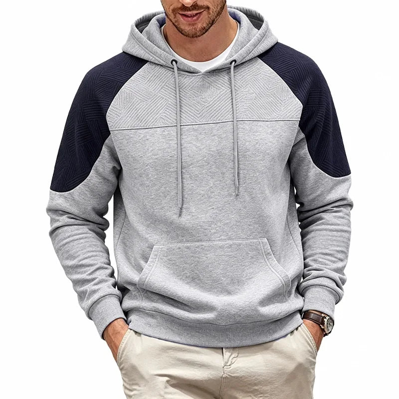 Men's Patchwork Jumper- Patterned Knit and Crew Neck