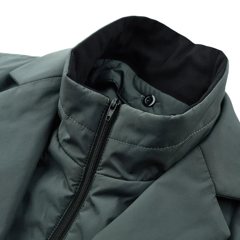 Men's Quilted Puffer Jacket - Ribbed-Cuff Zip-Up Outerwear