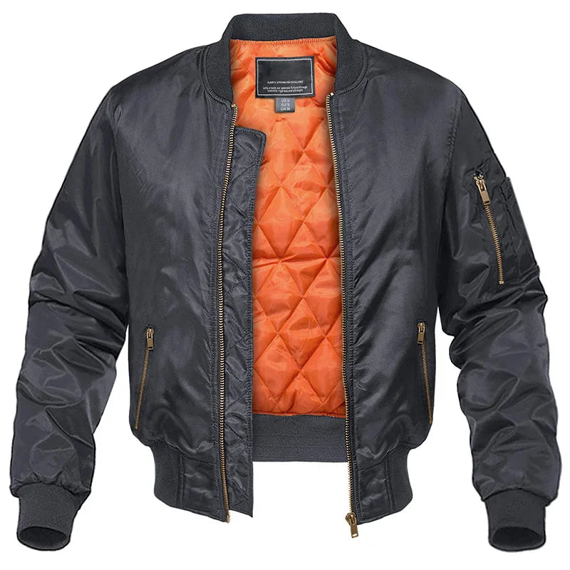 Men's Quilted Bomber Jacket - Zip-Front Winter Coat