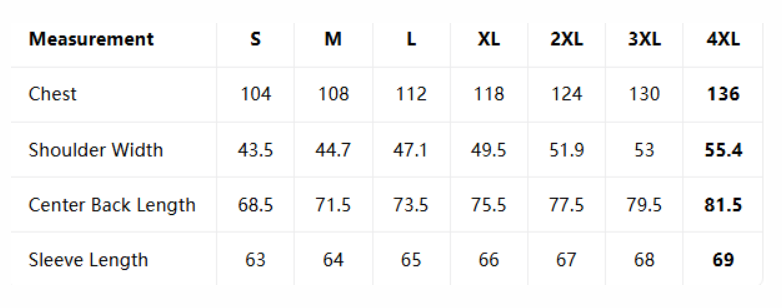 Size chart