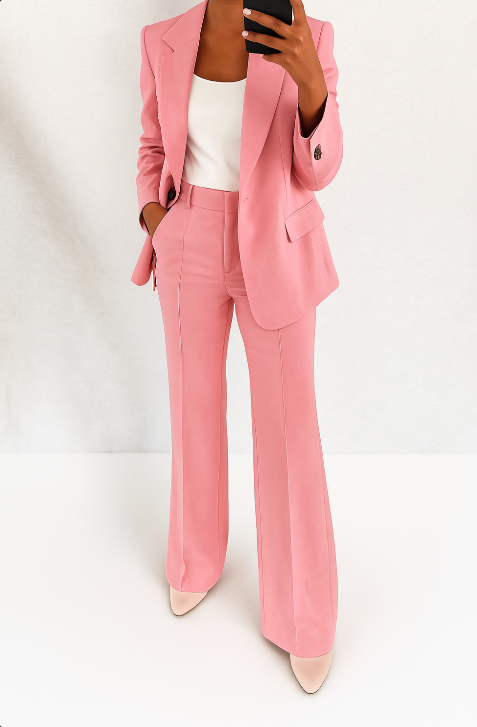 Women's Blazer and Trousers Suit- Notch-Lapel Two-Piece Set