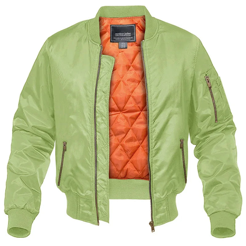 Men's Quilted Bomber Jacket - Zip-Front Winter Coat