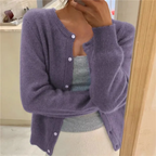 Women's Knit Cardigan - Round-Neck Button-Front Sweater