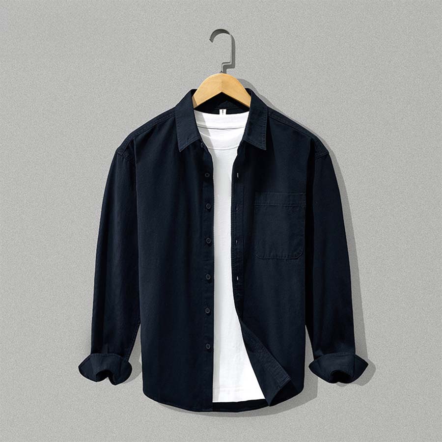 Men's Button-Up Shirt- Long-Sleeve Chest-Pocket Top