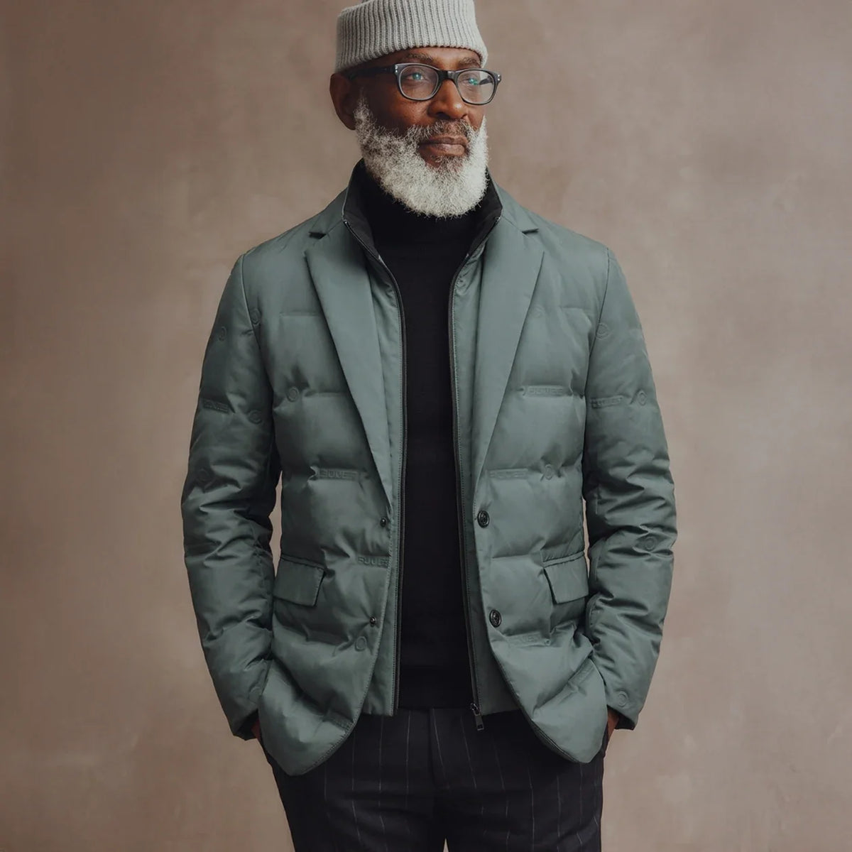 Men's Quilted Puffer Jacket - Ribbed-Cuff Zip-Up Outerwear
